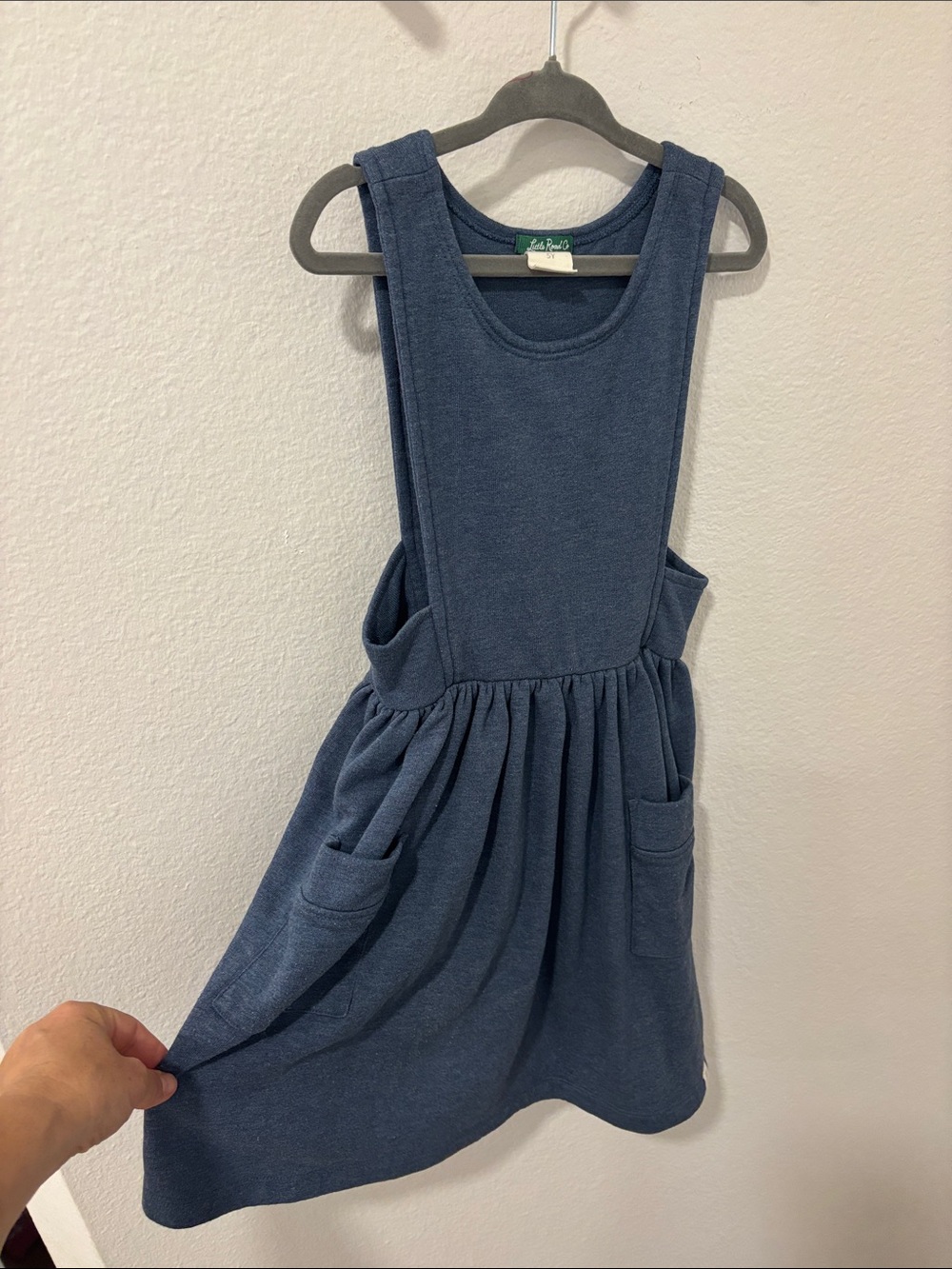 Girls' Navy Blue Pinafore Dress with Front Pockets - Unbranded